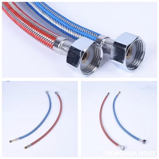 Factory Supplier Flexible Stainless Steel Bathroom Basin Water Heater Connector Flexible Braided Metal Plumbing Hoses